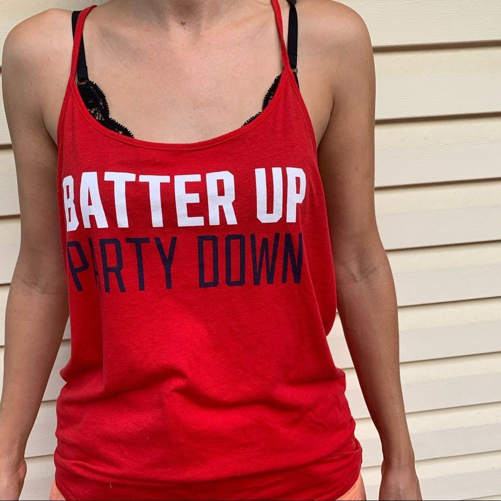 Pink by Victoria’s Secret  red tank top, racer back, print on chest, small